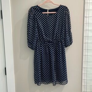 Enfocus Studio Navy Blue with white Dots Dress size 8